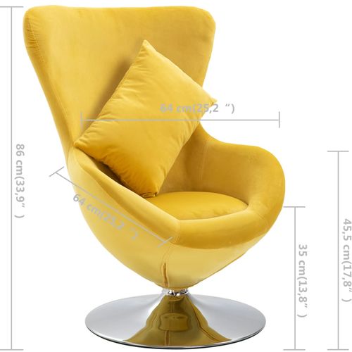 Okretna jajolika stolica s jastukom žuta baršunasta slika 35