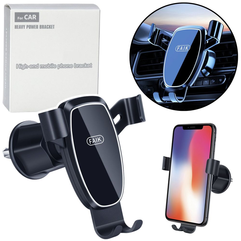 Gravity držač za telefon u automobilu za ventilacijski otvor crne boje slika 1
