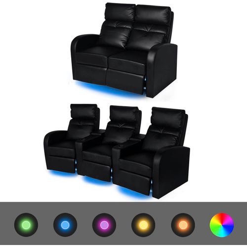 Dvodijelni set LED fotelja 2+3 sjedala od umjetne kože crni slika 46