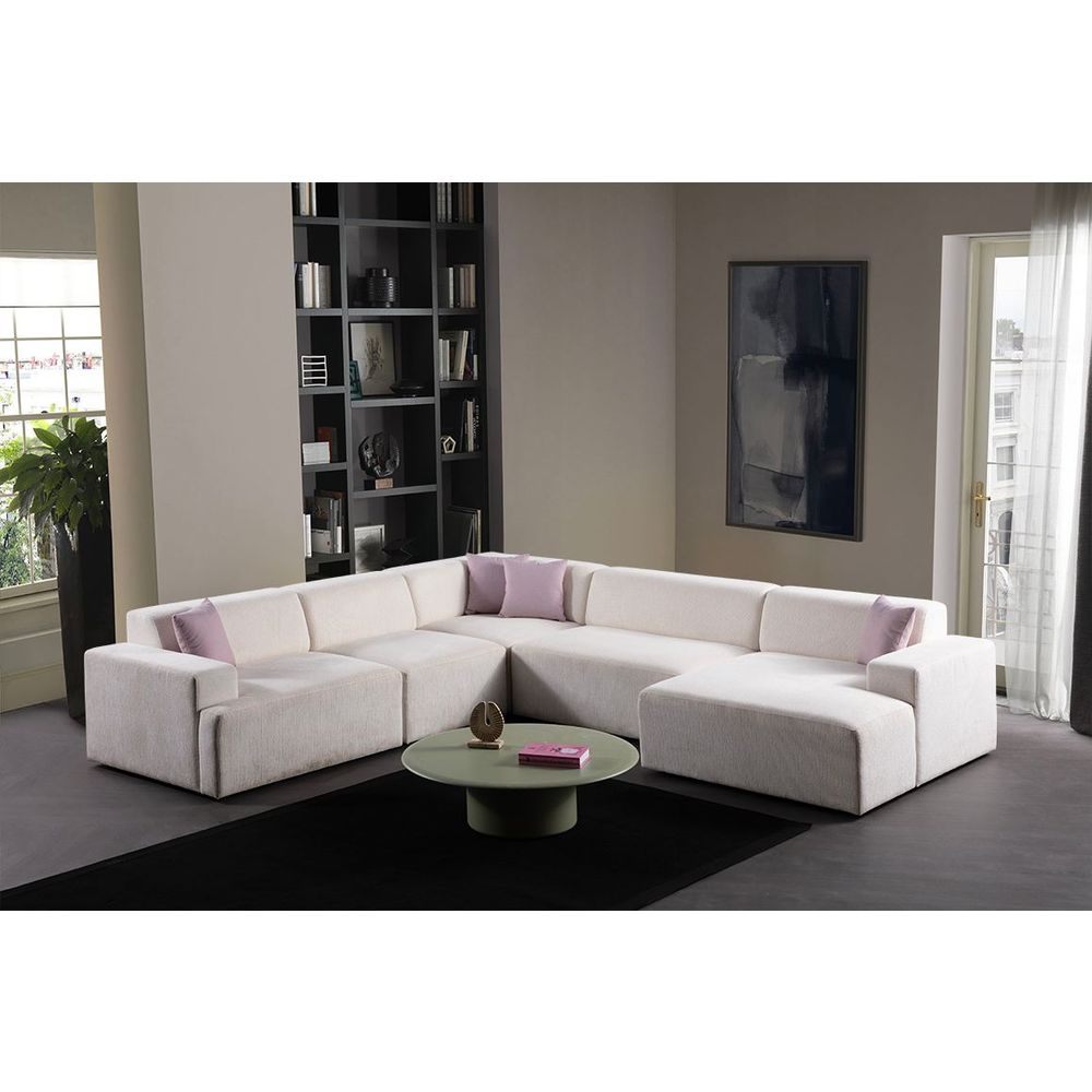 Ugaona sofa Melva (L1,5 + O1 + C + O2 + Chl Desno) - boja: bijela slika 2
