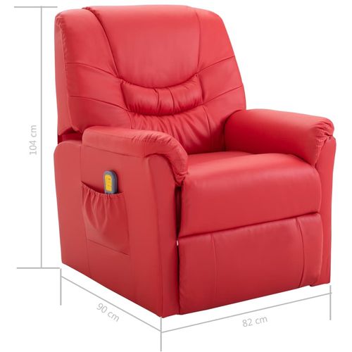 Masažna fotelja od umjetne kože crvena slika 9