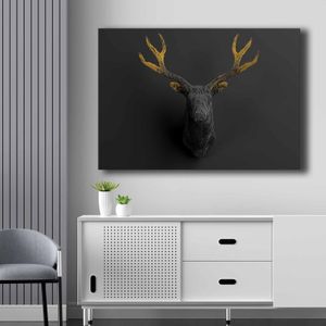 Dekorativna Slika na Platnu - Zlatno-Crna, 70x100 cm