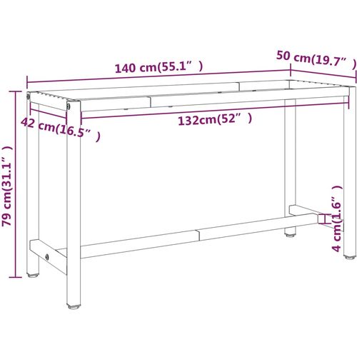 Okvir za radni stol mat crni i mat crveni 140x50x79 cm metalni slika 14