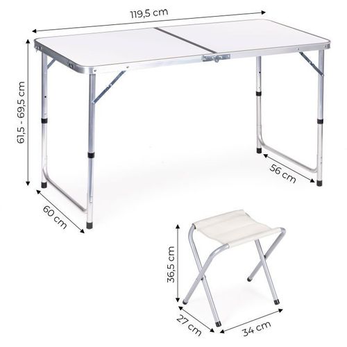 ModernHome Sklopivi sto za kampovanje + 4 stolice beli HTA120R+4S WHITE slika 7