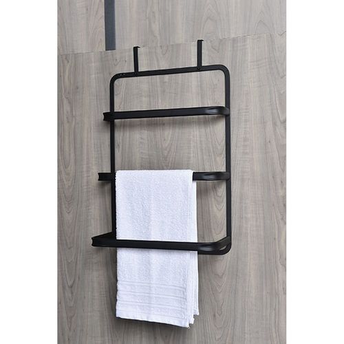 TENDANCE DRŽAČ PEŠKIRA ZA VRATA SA 3 PREČKE 69X42X22CM METAL CRNA slika 2