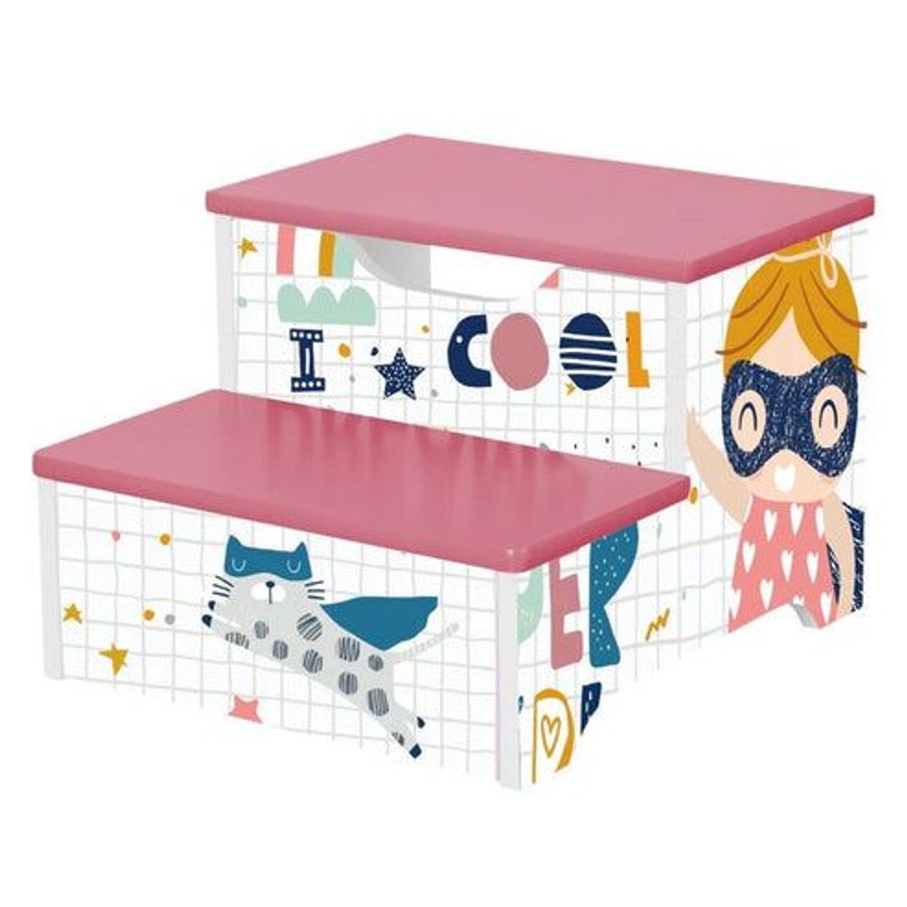 Kinder Home Drvena multifunkcionalna Stepenik stolčica Super Girl slika 2