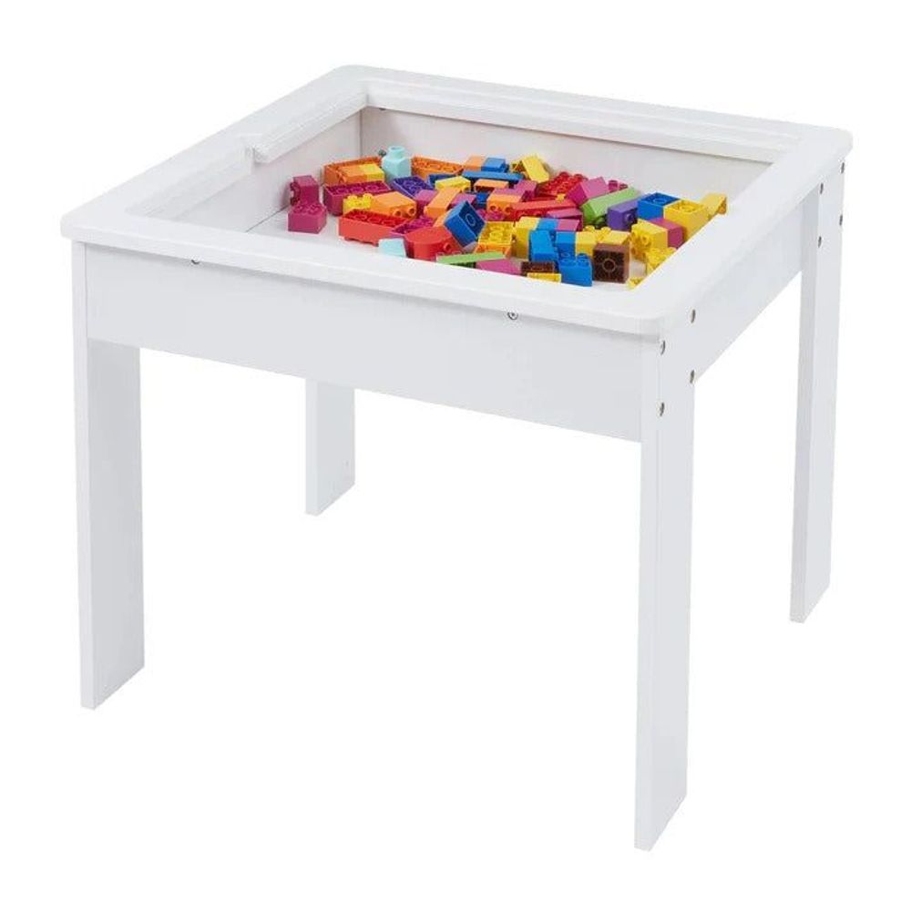 Kinder Home Drveni dvostrani dječiji sto sa dvije stolice, Bijeli/Sivi slika 4