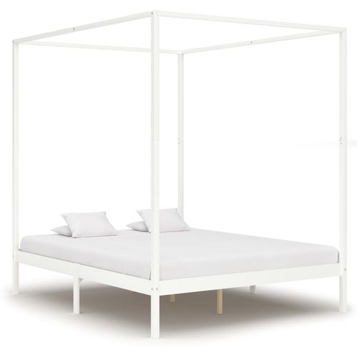 Okvir za krevet s baldahinom od borovine bijeli 180 x 200 cm slika 1