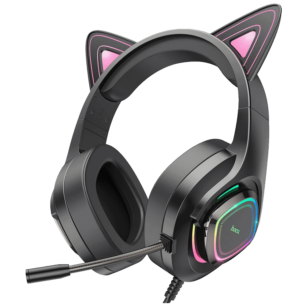 hoco. Slušalice sa mikrofonom, gaming, USB/3.5 mm, LED - W107 Cute Cat Black/Pink slika 2