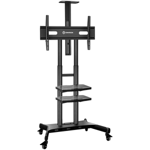 ONKRON Mobile TV Stand for 50-83” TVs with Wheels Shelves Height Adjustable Rolling TV Cart, Black