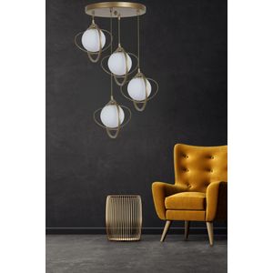Nepal 4 Lü Tepsili Eskitme Beyaz Camlı Sarkıt AntiqueWhite Luster