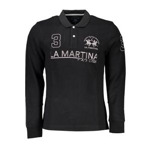 LA MARTINA MEN'S BLACK LONG SLEEVE POLO SHIRT