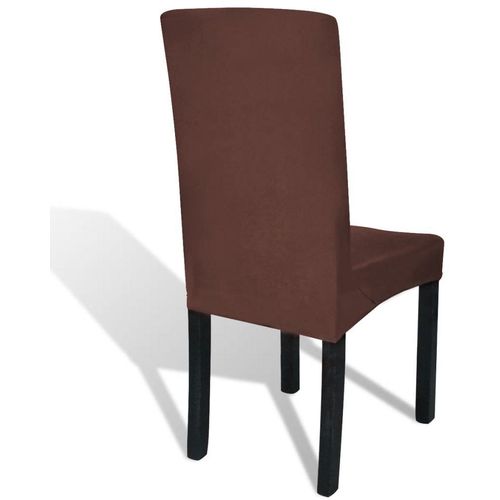 Ravna rastezljiva navlaka za stolice 6 kom smeđa boja slika 3