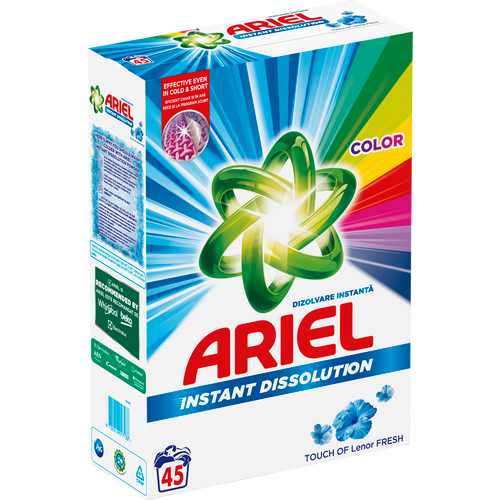 Ariel deterdžent za pranje veša Touch of Lenor Color u kutiji 45 pranja slika 1