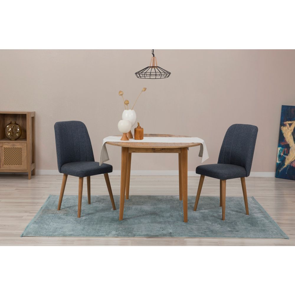 Set proširivog trpezarijskog stola i stolica Vina 1048 - Atlantski bor, Mornarsko plava slika 1