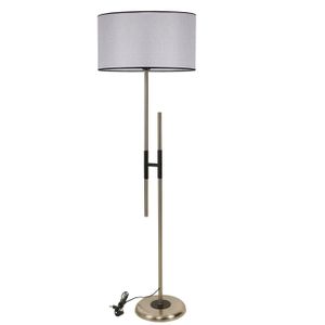 Felix Mat Krom Lambader Silindir Açık Hasır Gri Abajurlu Light Grey Floor Lamp