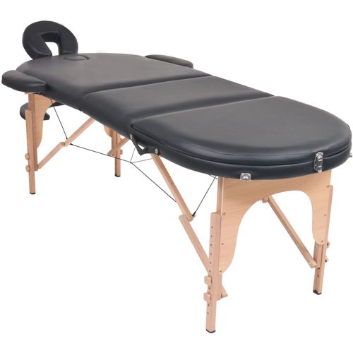 Sklopivi masažni stol debljine 4 cm s 2 jastučića ovalni crni slika 53