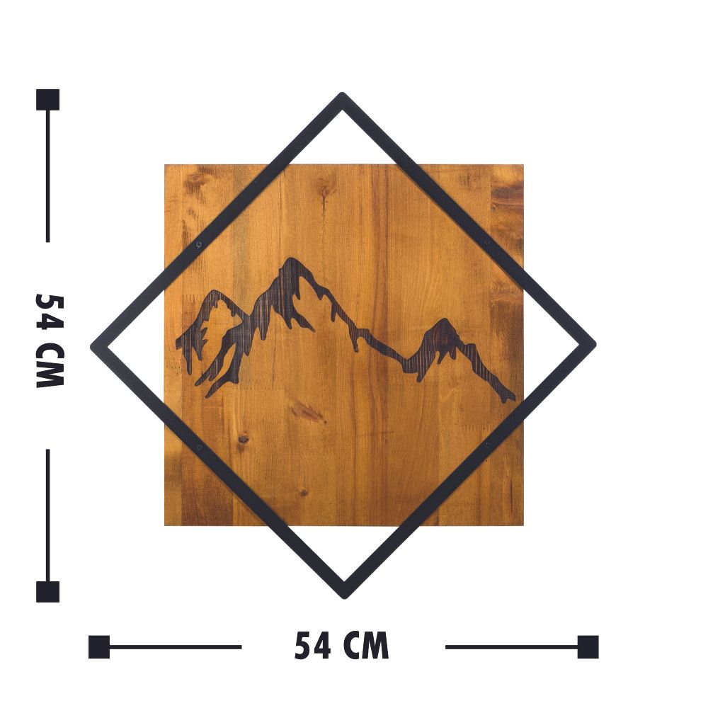 Mountain 2 Walnut - Crni Dekorativni Drveni Zidni Ukras slika 3