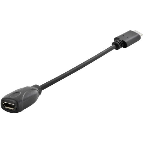 Digitus USB kabel USB 2.0 USB-C® utikač, USB-Micro-B utičnica 0.15 m crna okrugli, utikač primjenjiv s obje strane, dvostruko zaštićen AK-300316-001-S slika 2