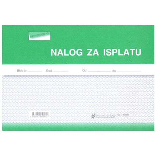 NI-NCR NALOG ZA ISPLATU; Blok 2 x 50 listova, 21 x 14,8 cm slika 1