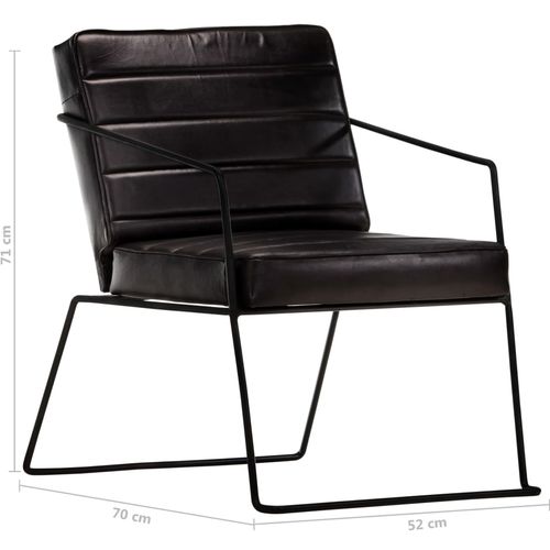 Fotelja od prave kože crna slika 8