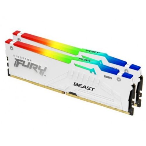 Kingston DIMM DDR5 32GB (2x16GB kit) 6000MT/s KF560C36BWE2AK2-32 FURY Beast RGB White EXPO slika 1