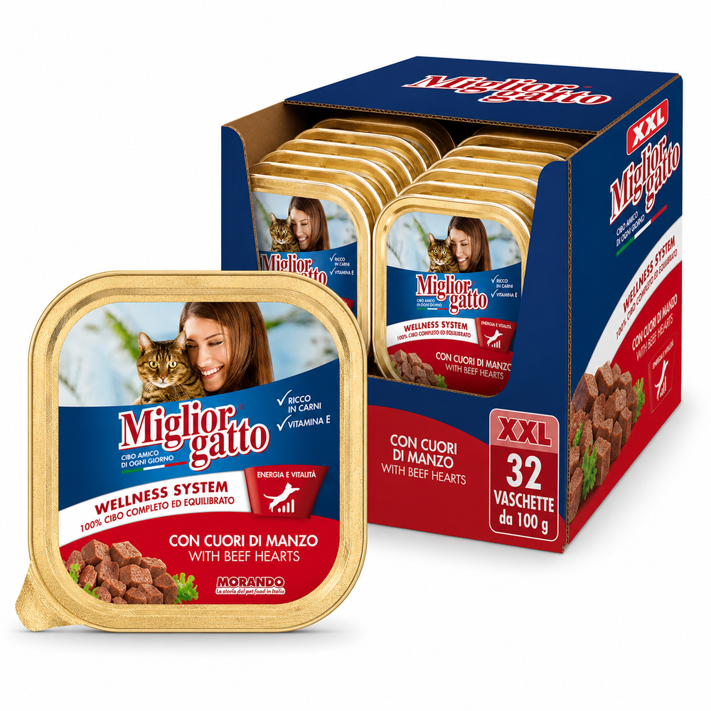 Miglior hrana za mačke u alu posudi, Goveđa srca, 32x100 g, XXL slika 1