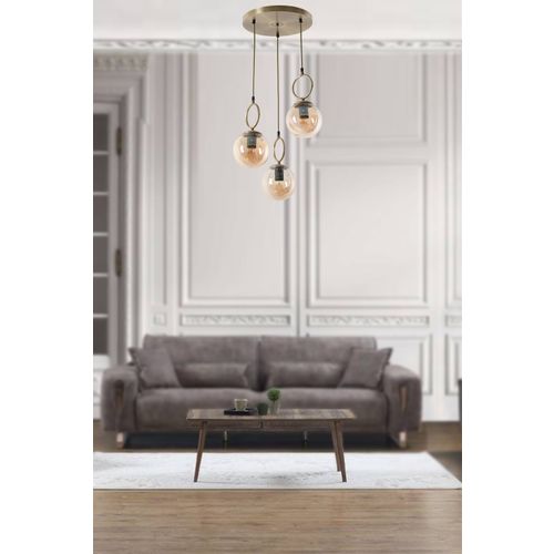 Morino 3 Lü Tepsili Bal Camlı Eskitme Sarkıt Copper Chandelier slika 1