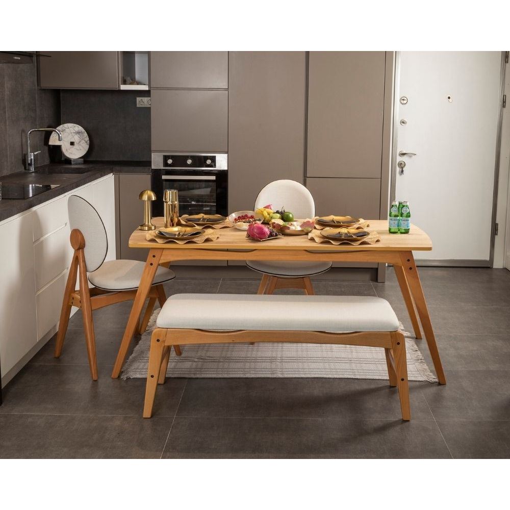 Set Stola i Stolica Touch (2S-1B) v2 - Hrast i Bež (4 Komada) slika 5