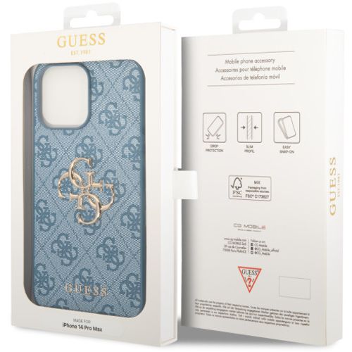 Guess Futrola za iPhone 14 Pro Max PU 4G BIG METAL LOGO BLUE slika 2