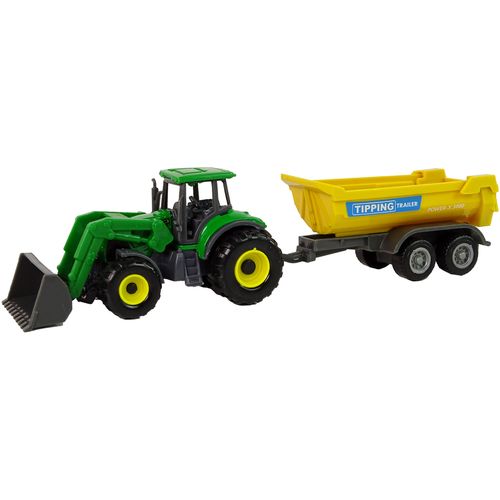 Zeleni traktor sa žutom prikolicom Tipping slika 2