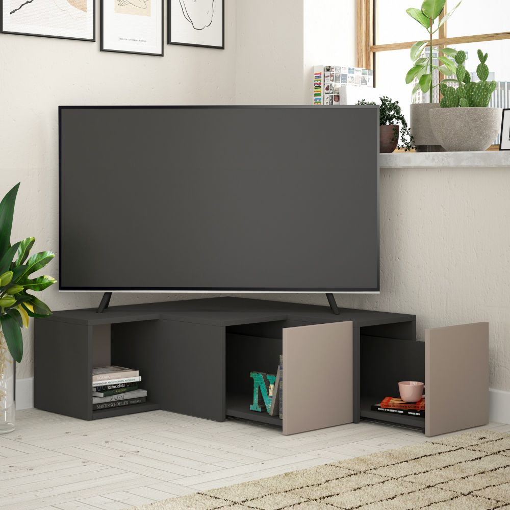 TV komoda Compact – antracit i svijetlo moka (svijetlosmeđa) slika 2