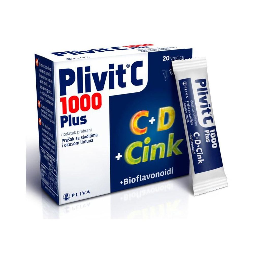 Plivit C1000 Plus - Prašak za Imunitet s Limunom slika 1