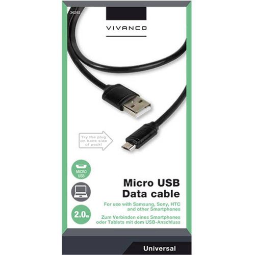 Vivanco USB kabel USB 2.0 USB-A utikač, USB-Micro-B utikač 2.00 m crna  36292 slika 3