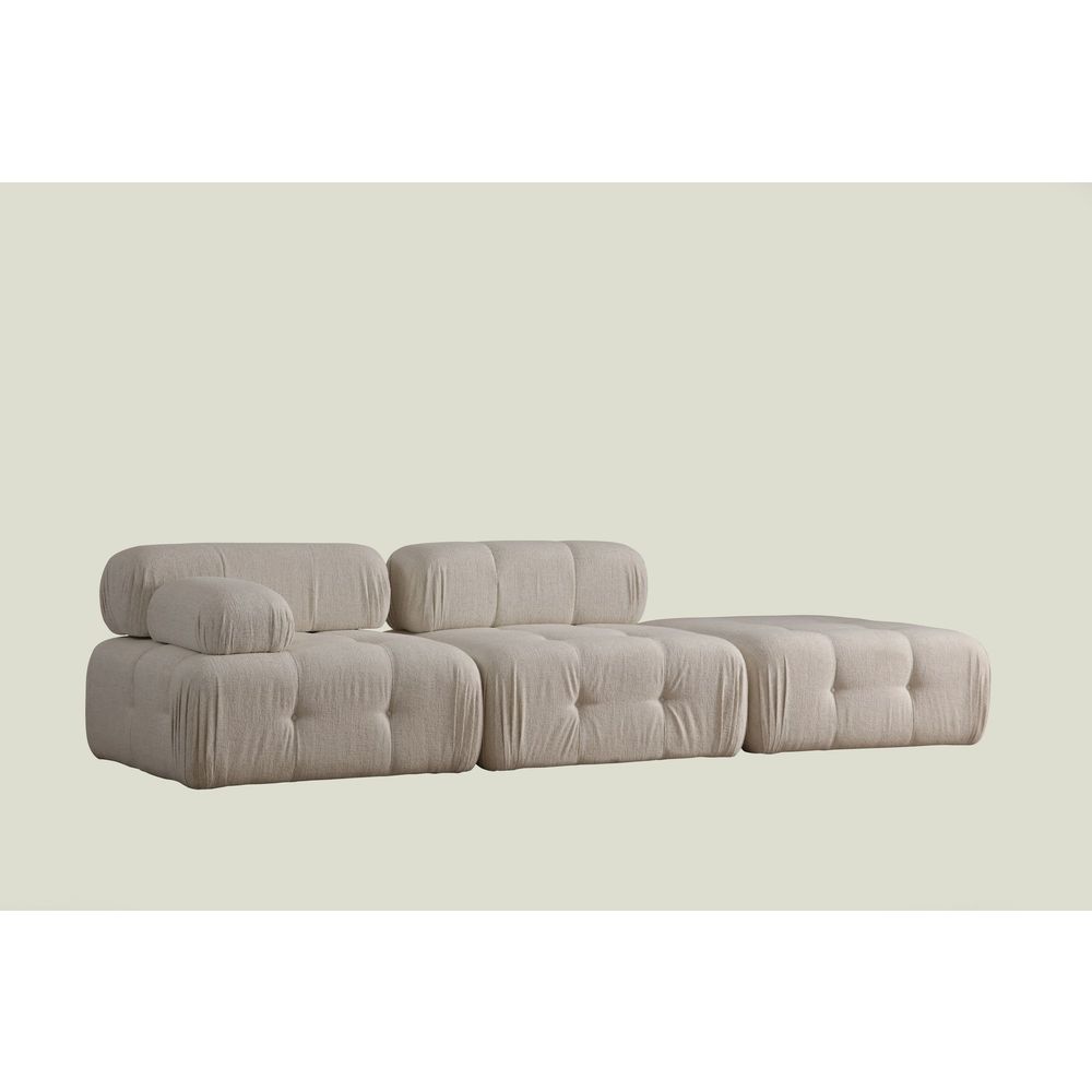 Doblo 3 Sjedala (L1-O1-Pouffe) Krem Bouclette 3-Sjedalni Sofe slika 2