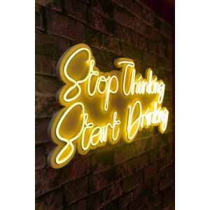 Wallity Ukrasna plastična LED rasvjeta, Stop Thinking Start Drinking - Yellow