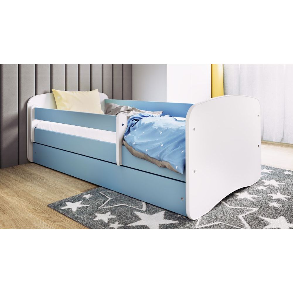 Drveni dječji krevet Perfetto sa ladicom - 160x80cm - Plavi slika 1