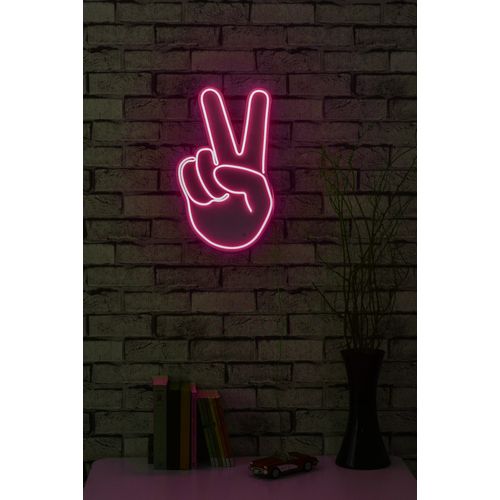 Wallity Ukrasna plastična LED rasvjeta, Victory Sign - Pink slika 3