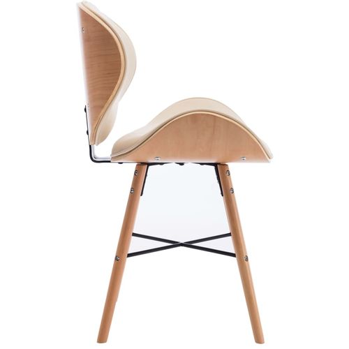 Blagovaonske stolice od umjetne kože i drva 6 kom krem slika 19