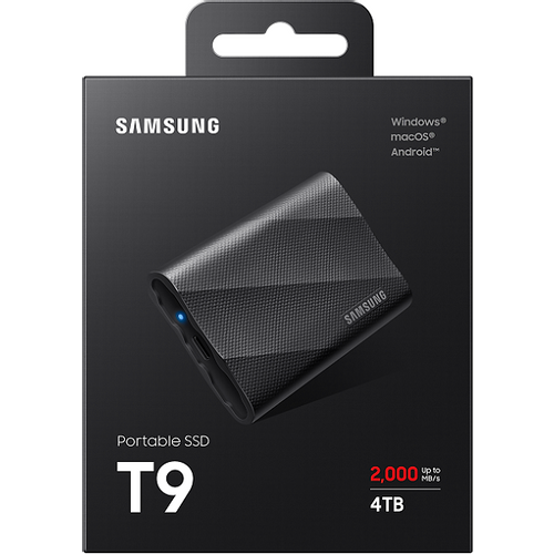 Samsung MU-PG4T0B/EU Portable SSD 4TB, T9, USB 3.2 Gen.2x2 (20Gbps), [Sequential Read/Write: Up to 2,000 MB/sec /Up to 2,000 MB/sec], Up to 3-meter drop resistant, Black slika 4