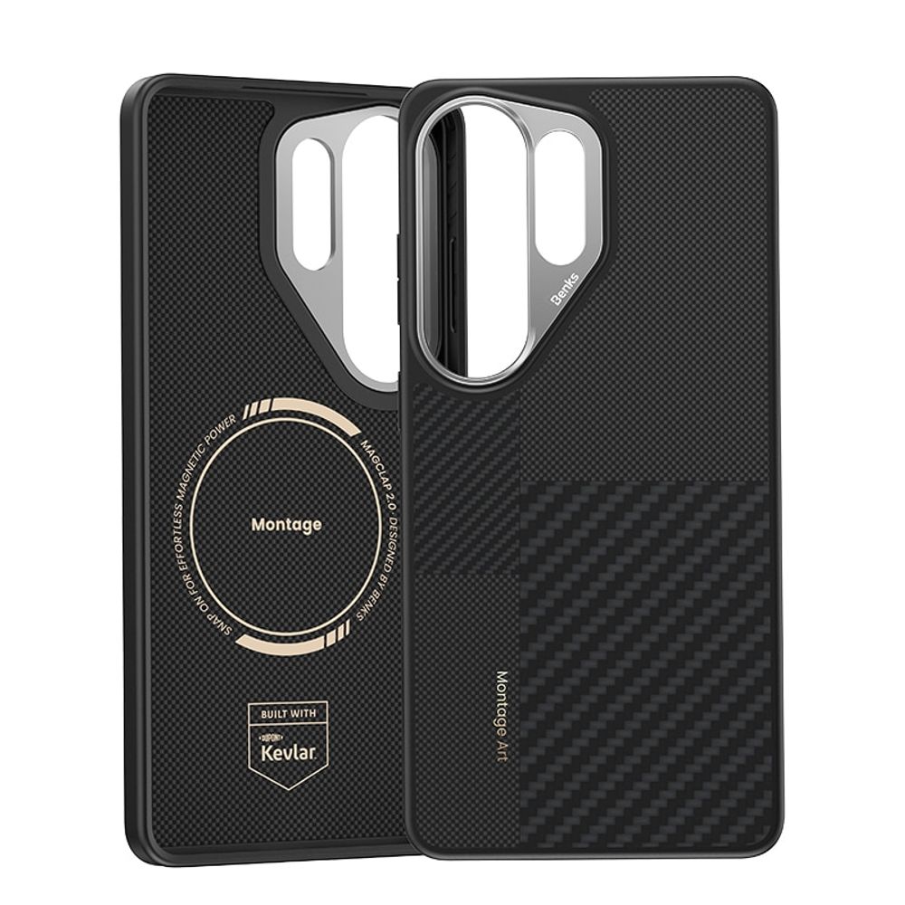 Benks Montage Magnetic Armor Pro Kevlar maska ​​s metalnim okvirom za Samsung Galaxy S26 Ultra crna slika 2