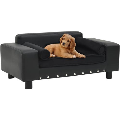 Sofa za pse crna 81 x 43 x 31 cm od pliša i umjetne kože slika 43