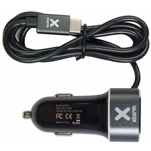 Xtorm Autopunjac - Uni 1xUSB & USB-C- Black - 2,4A + 3A slika 1