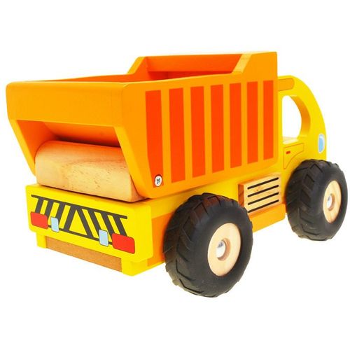 Drveni kamion za odvoz smeća žuto-narančasti slika 6