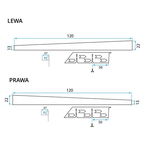 Letva za tuš kabinu 120cm Brush Gold slika 10