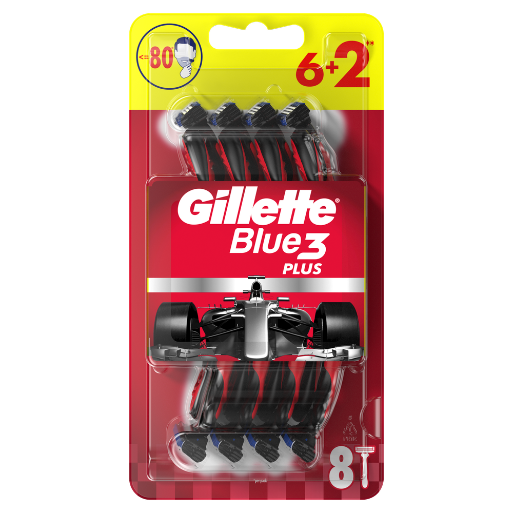 Gillette jednokratni brijači Blue3 Plus Red 6+2 kom slika 1