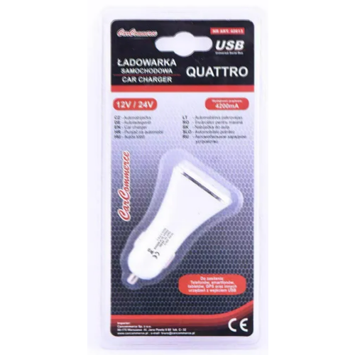 PUNJAC ZA VOZILO 12/24V, 4,2A SA 4 USB ULAZA "QUQTTRO" slika 1