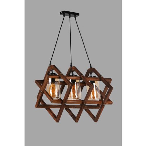 Berlin Ahşap 3 Lü Sarkıt Ceviz Walnut Chandelier slika 2