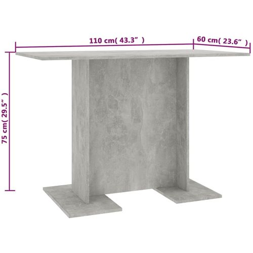 Blagovaonski stol siva boja betona 110 x 60 x 75 cm od iverice slika 27