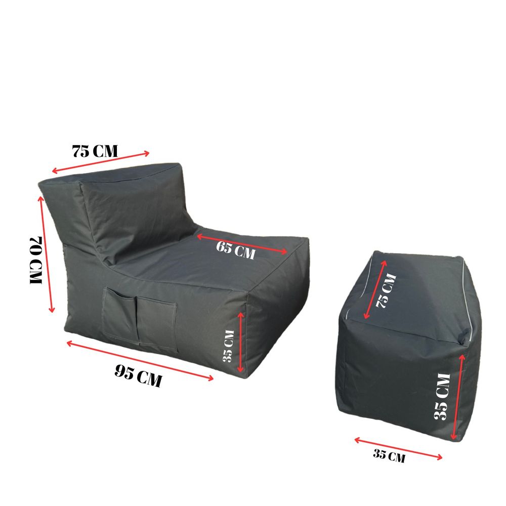 XXL Sedir - Sivi Set Bean Bag (2 Komada) slika 5